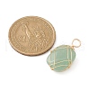 Natural Green Aventurine Copper Wire Wrapped Pendants PALLOY-JF02131-01-3