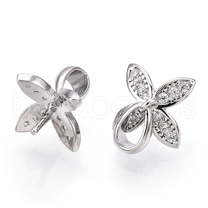 Rhodium Plated 925 Sterling Silver Micro Pave Cubic Zirconia Peg Bails STER-T004-43P-1