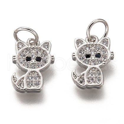 Brass Micro Pave Clear Cubic Zirconia Charms ZIRC-C020-38P-1
