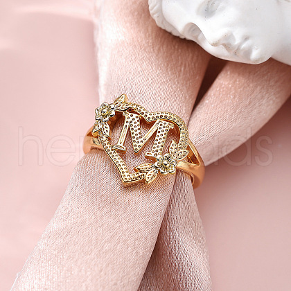 Heart with Flower Hollow Out Brass Finger Rings FS-WG99C3E-13-1