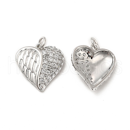 Brass Micro Pave Clear Cubic Zirconia Pendants KK-E068-VB167-1