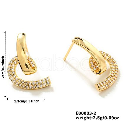 Fashionable Exquisite Brass Micro Pave Clear Cubic Zirconia Stud Earrings LF6788-2-1
