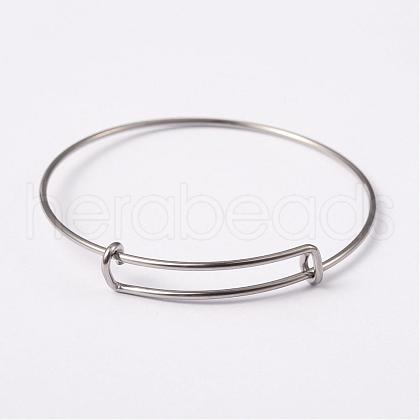 Tarnish Resistant Adjustable 304 Stainless Steel Expandable Bangle Making BJEW-L604-10-1