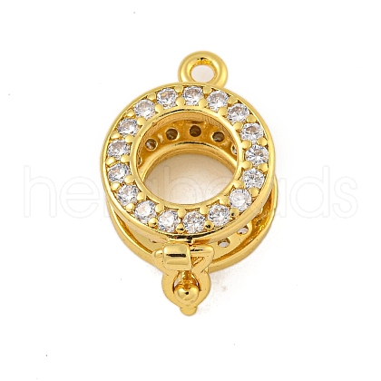 Rack Plating Round Ring Brass Micro Pave Clear Cubic Zirconia Twister Clasps KK-F876-09G-1