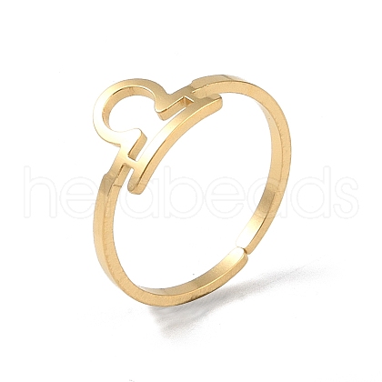 Real 18K Gold Plated 304 Stainless Steel Adjustable Finger Ring RJEW-L115-01G-10-1