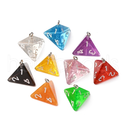 4 Facets Transparent Resin Pendants RESI-S021-01A-1