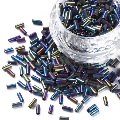 Metallic Colours Glass Bugle Beads SEED-N005-001-D04-1