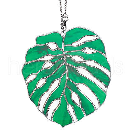 Monstera Leaf Acrylic Pendant Decorations HJEW-WH0043-33B-1