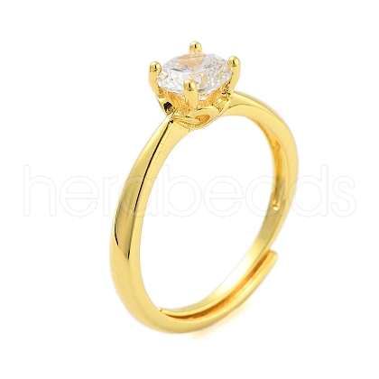 Mother's Day Rings Clear Cubic Zirconia Adjustable Rings RJEW-L120-018G-03-1