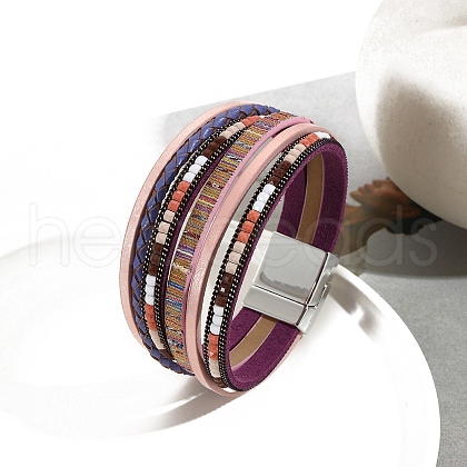 Bohemia PU Leather Cord Multi-strand Bracelets PW-WG69AB3-04-1