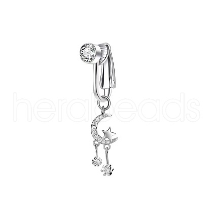 304 Stainless Steel Pave Clear Cubic Zirconia Clip on Belly Rings FS-WG683DA-07-1