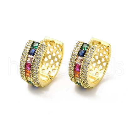 Cubic Zirconia Square Hoop Earrings EJEW-E273-17LG-1