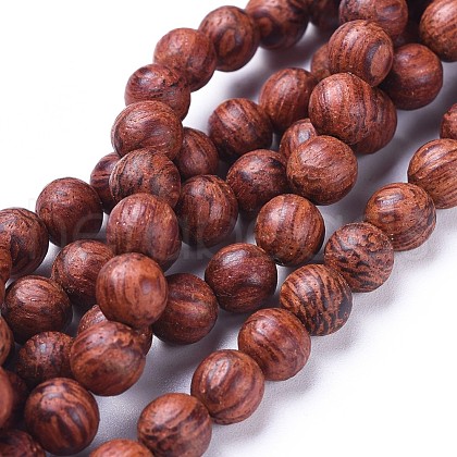 Wood Beads Strands X-WOOD-F008-03-C-1