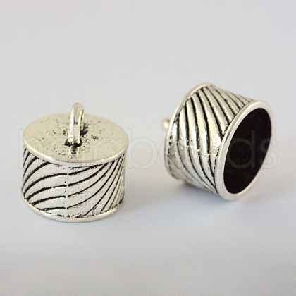 Tibetan Style Alloy Cord Ends TIBEP-S300-01AS-RS-1