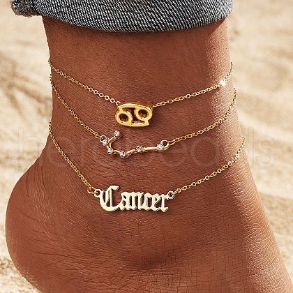 Alloy Crystal Rhinestone 3 Layer Constellations Link Chain Anklets for Women FS-WGFDDF7-06-1