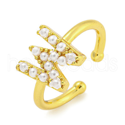 Rack Plating Brass Open Cuff Rings for Women RJEW-F162-01G-W-1