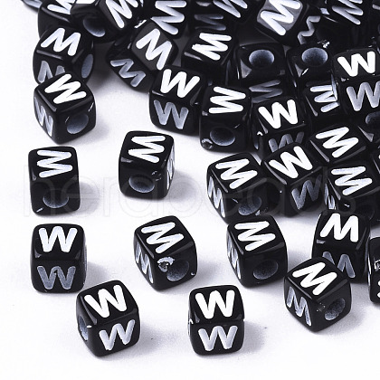 Opaque Acrylic Beads X-SACR-N002-01W-1