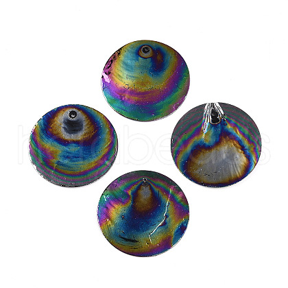Spray Painted Natural Capiz Shell Pendants SSHEL-Z002-01C-1