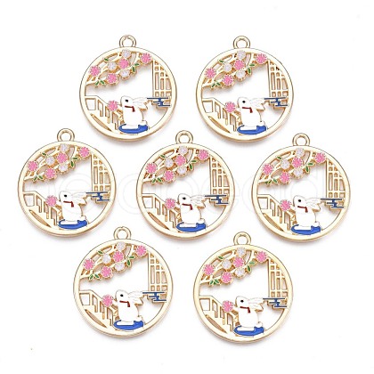 Rack Plating Alloy Enamel Pendants ENAM-N055-077-1
