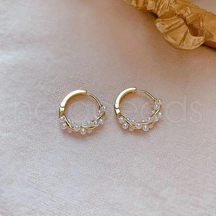 Ring Alloy Plastic Imitation Pearl Hoop Earrings FS-WGE076C-01-1