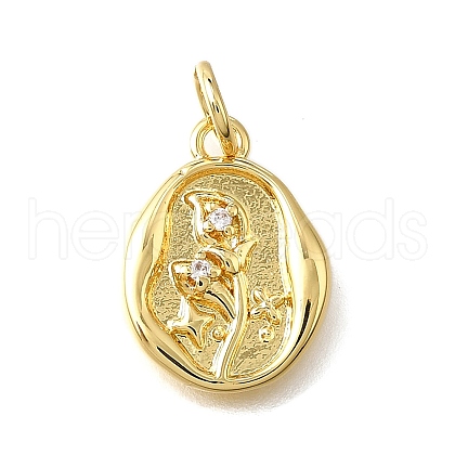 Brass Micro Pave Cubic Zirconia Pendants KK-V007-009G-01-1