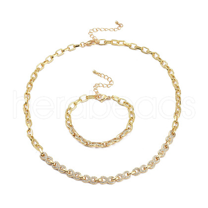 Infinity Cubic Zirconia Bracelets & Necklaces Jewelry Sets SJEW-M098-02G-1