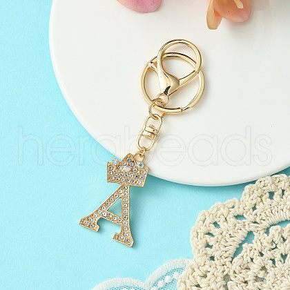 Golden Alloy Rhinestone Keychain KEYC-YW00105-01-1