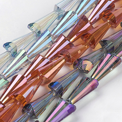 Electroplated Glass Beads Strands EGLA-R014-M-1