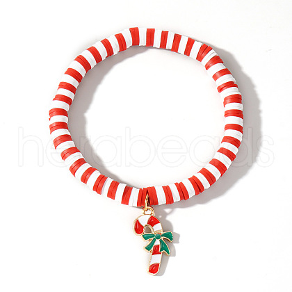 Elegant Christmas Handmade Polymer Clay Heishi Beaded Stretch Bracelets MV9996-12-1