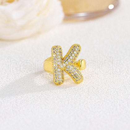 Brass Micro Pave Clear Cubic Zirconia Cuff Rings FS-WGF2B82-08-1