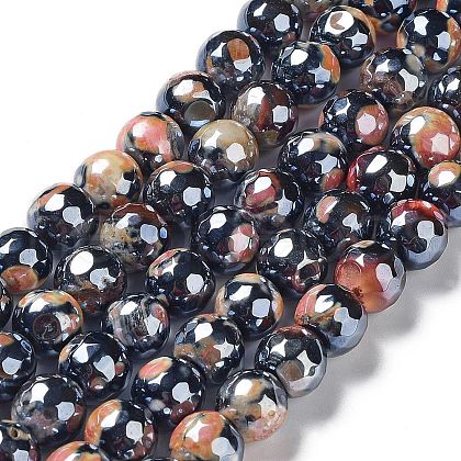 Electroplate Natural Fire Crackle Agate Beads Strands G-G0006-A01-01-1