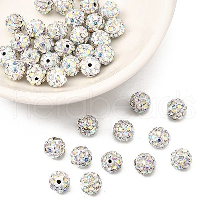 Polymer Clay Rhinestone Beads RB-H284-6MM-Half-RB-1