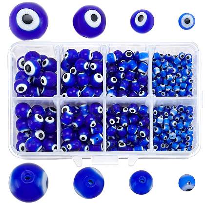 Olycraft Handmade Evil Eye Lampwork Round Beads LAMP-OC0001-01-1