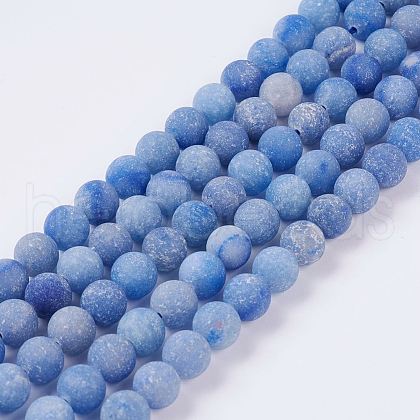 Dyed & Heated Natural Blue Aventurine Beads Strands G-J376-31-8mm-1