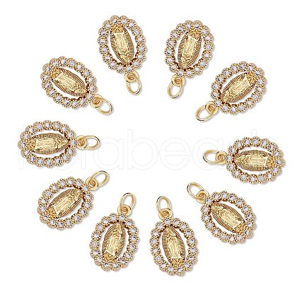 10Pcs Rack Plating Brass Micro Pave Clear Cubic Zirconia Pendants ZIRC-SZ0004-07-1