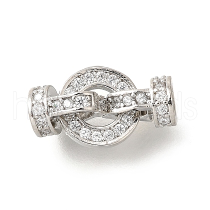 Ring Brass Micro Pave Clear Cubic Zirconia Fold Over Clasps KK-V008-21P-1