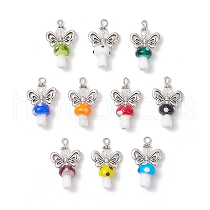 Handmade Lampwork Beads with Glass Beads Pendants PALLOY-MZ00697-1