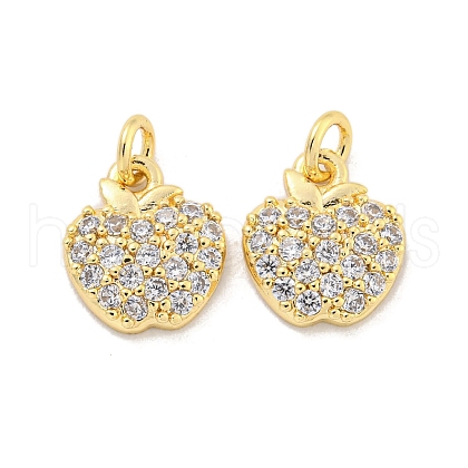 Brass Micro Pave Clear Cubic Zirconia Charms KK-Z044-24G-1