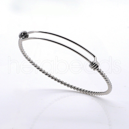 Adjustable 201 Stainless Steel Expandable Bangles NJEW-S105-PJ215-65-1