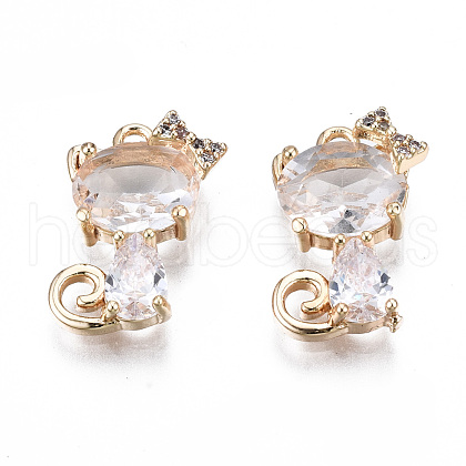 Brass Micro Pave Clear Cubic Zirconia Charms KK-S359-137-RS-1