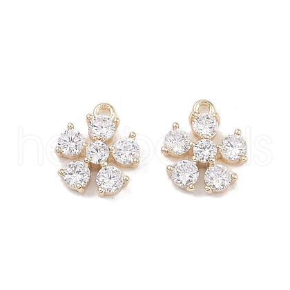 Brass Micro Pave Clear Cubic Zirconia Pendants KK-K351-42B-G-1