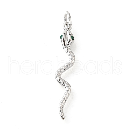 Snake Brass Micro Pave Cubic Zirconia Pendants KK-V007-007P-02-1-1