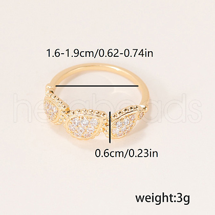 Exquisite Teardrop Brass Micro Pave Clear Cubic Zirconia Finger Rings for Women XH4906-1-1