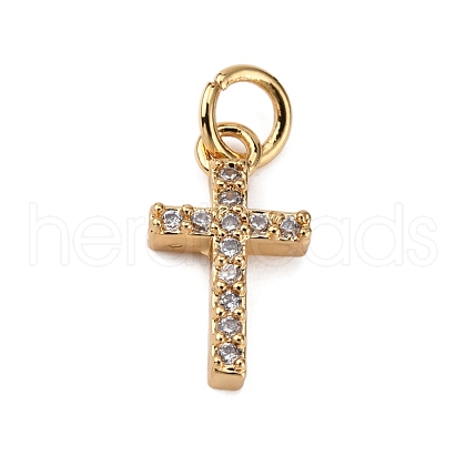 Brass Micro Pave Clear Cubic Zirconia Charms KK-WH0035-77-1
