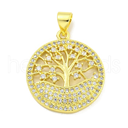 Rack Plating Brass Micro Pave Clear Cubic Zirconia Pendants KK-B091-40G-1
