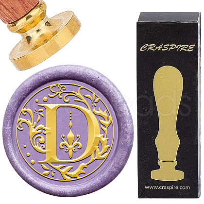 Brass Wax Seal Stamps with Wood Handle AJEW-WH0412-0237-1