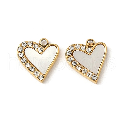 304 Stainless Steel Rhinestone Shell Pendants STAS-V015-19G-1