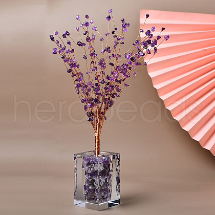 Mother's Day Natural Amethyst Chips Tree of Life Decorations TREE-PW0002-06F-1