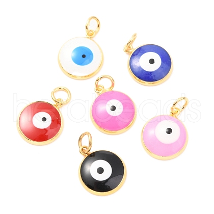 Brass Enamel Pendants ZIRC-J025-71G-B-1