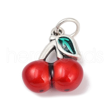 Fine Silver Red Enamel Fruit Pendants STER-F060-01AS-02-1